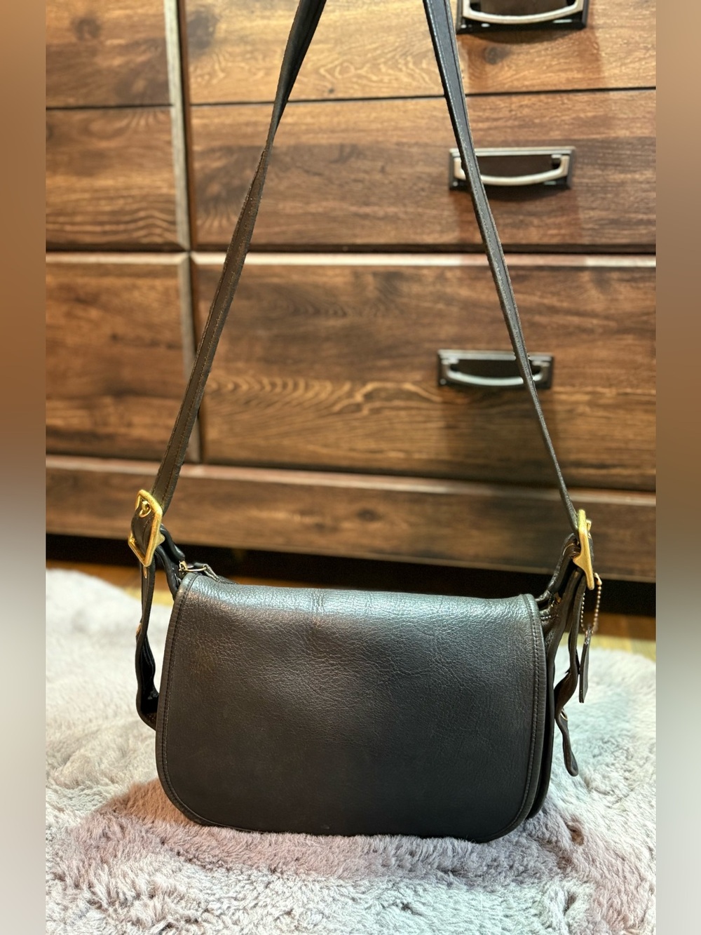 Vintage Coach 9951 Patricia’s Legacy Saddle Full Grain Bag Gold Hardware Black